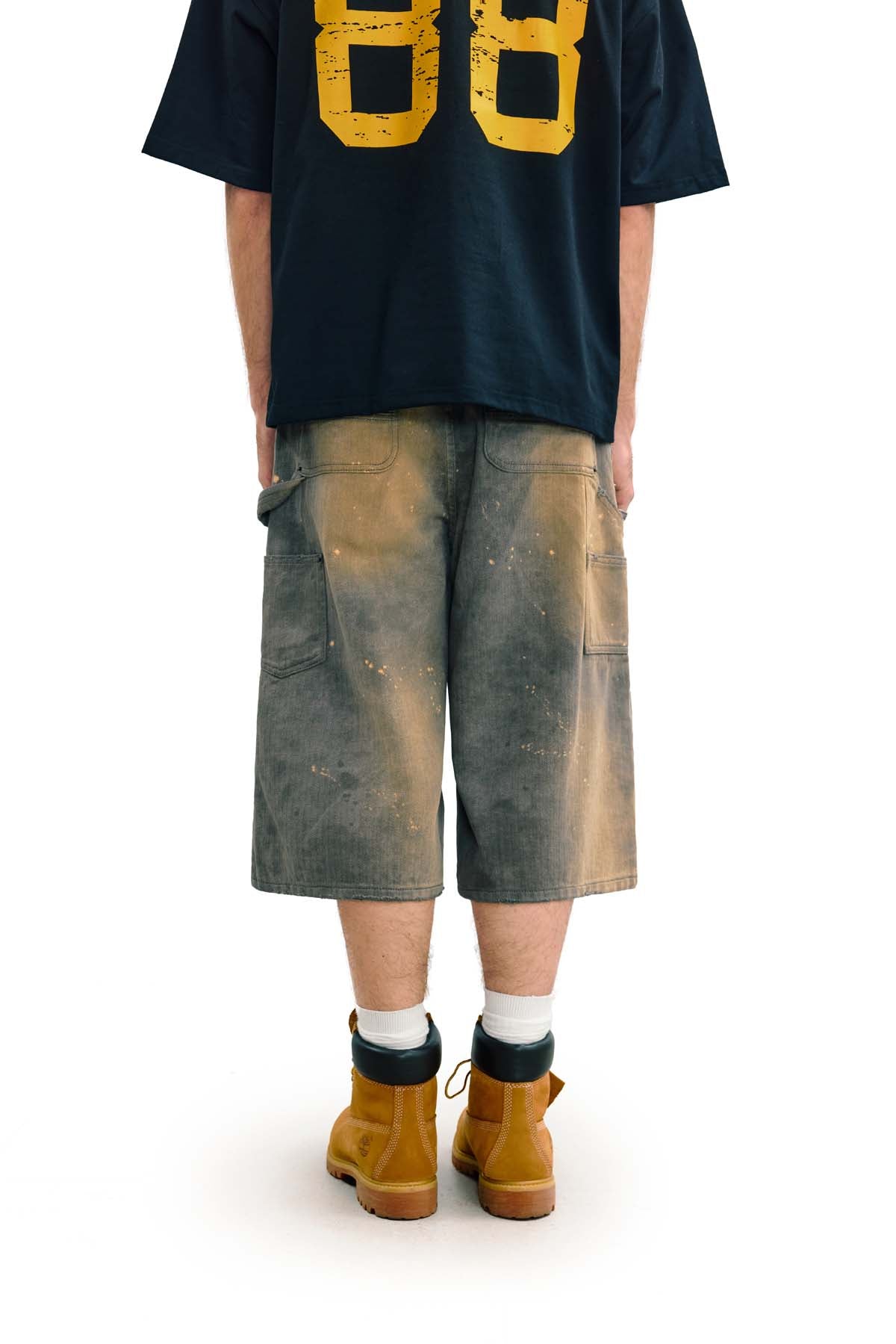 
                  
                    Washed Drip Double Knee Shorts Dust Grey【M26-05DG】
                  
                
