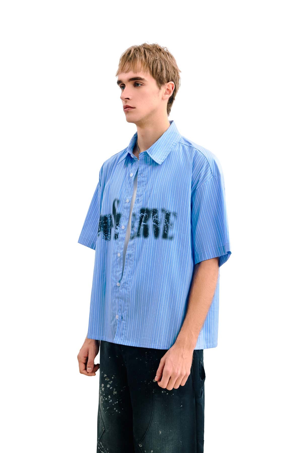 
                  
                    Striped Spray Shirt Deep Blue【M26-02DB】
                  
                