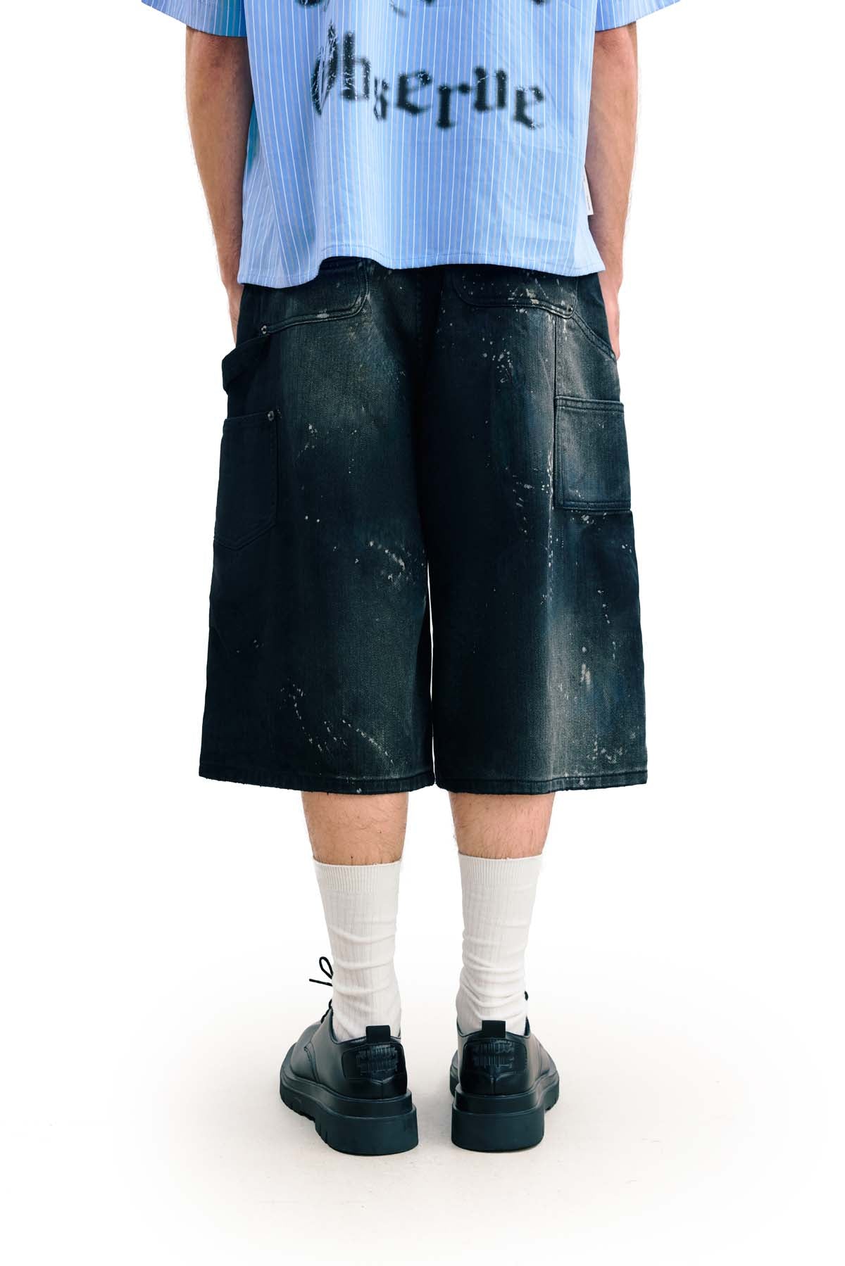
                  
                    Washed Drip Double Knee Shorts Coal Black【M26-05BK】
                  
                
