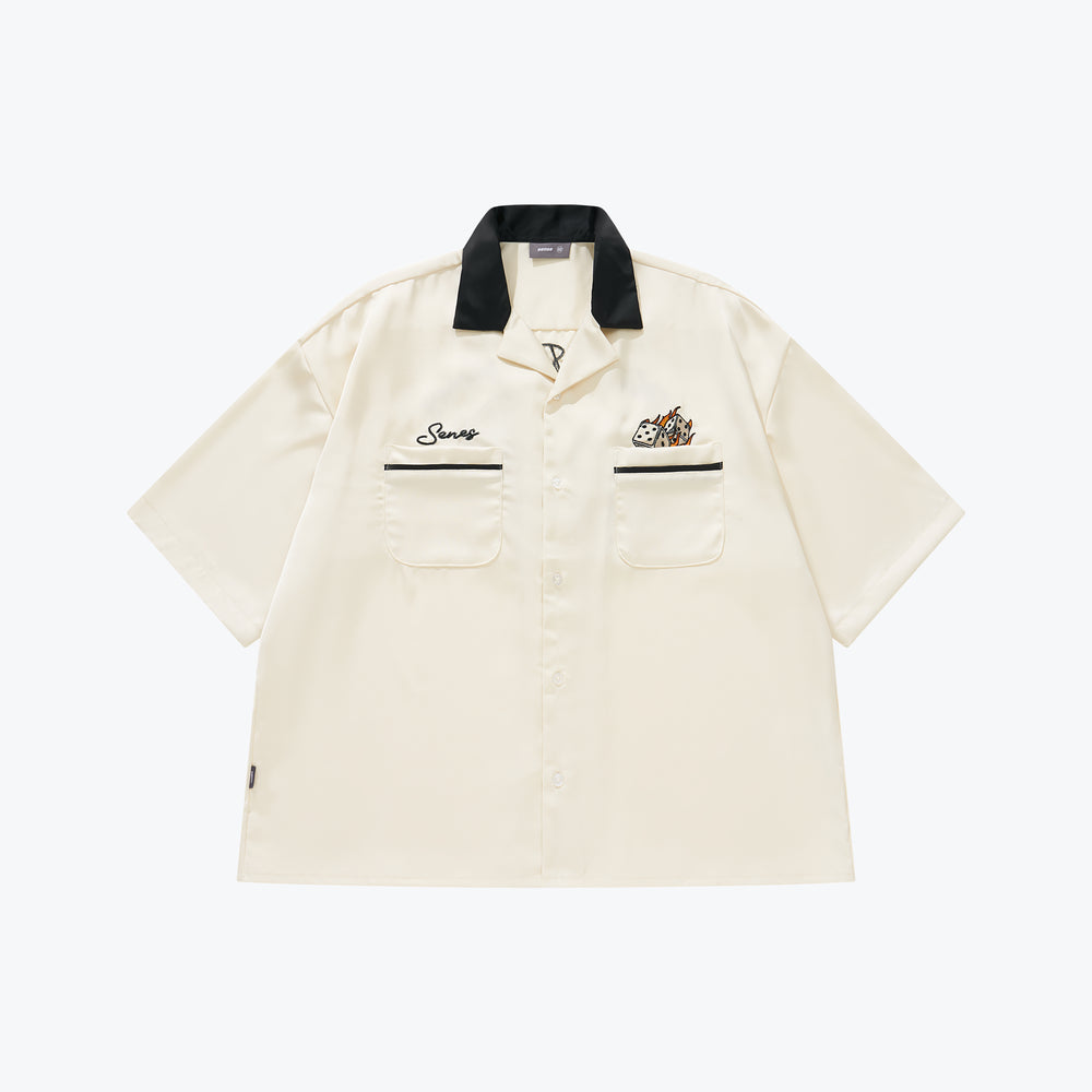 Fire Dice Bowling Shirt Cream【M25-12CM】