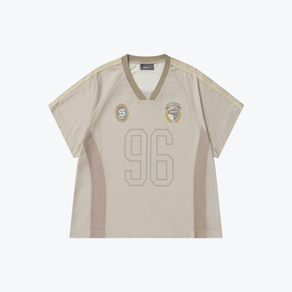 Football Mesh Oversize T-Shirts Beige【L25-T01BE】