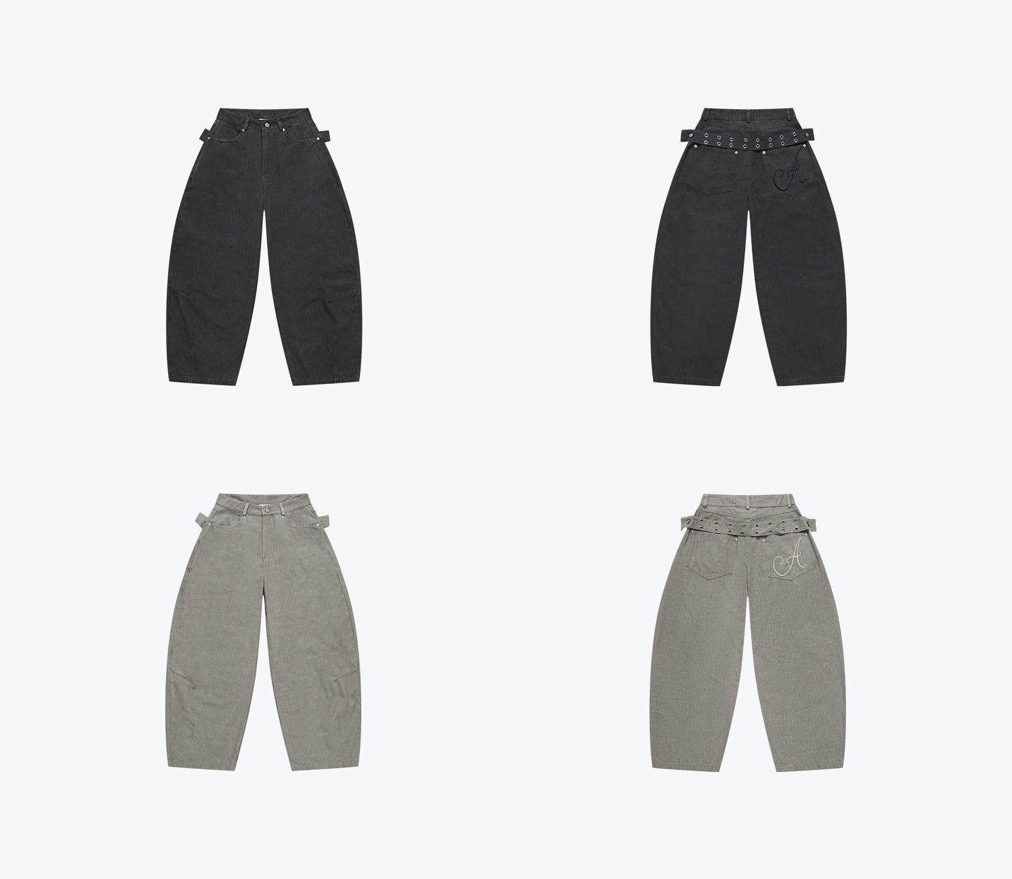 
                  
                    Embroidered Barrel Leg Pants Charcoal【L26-10CH】
                  
                