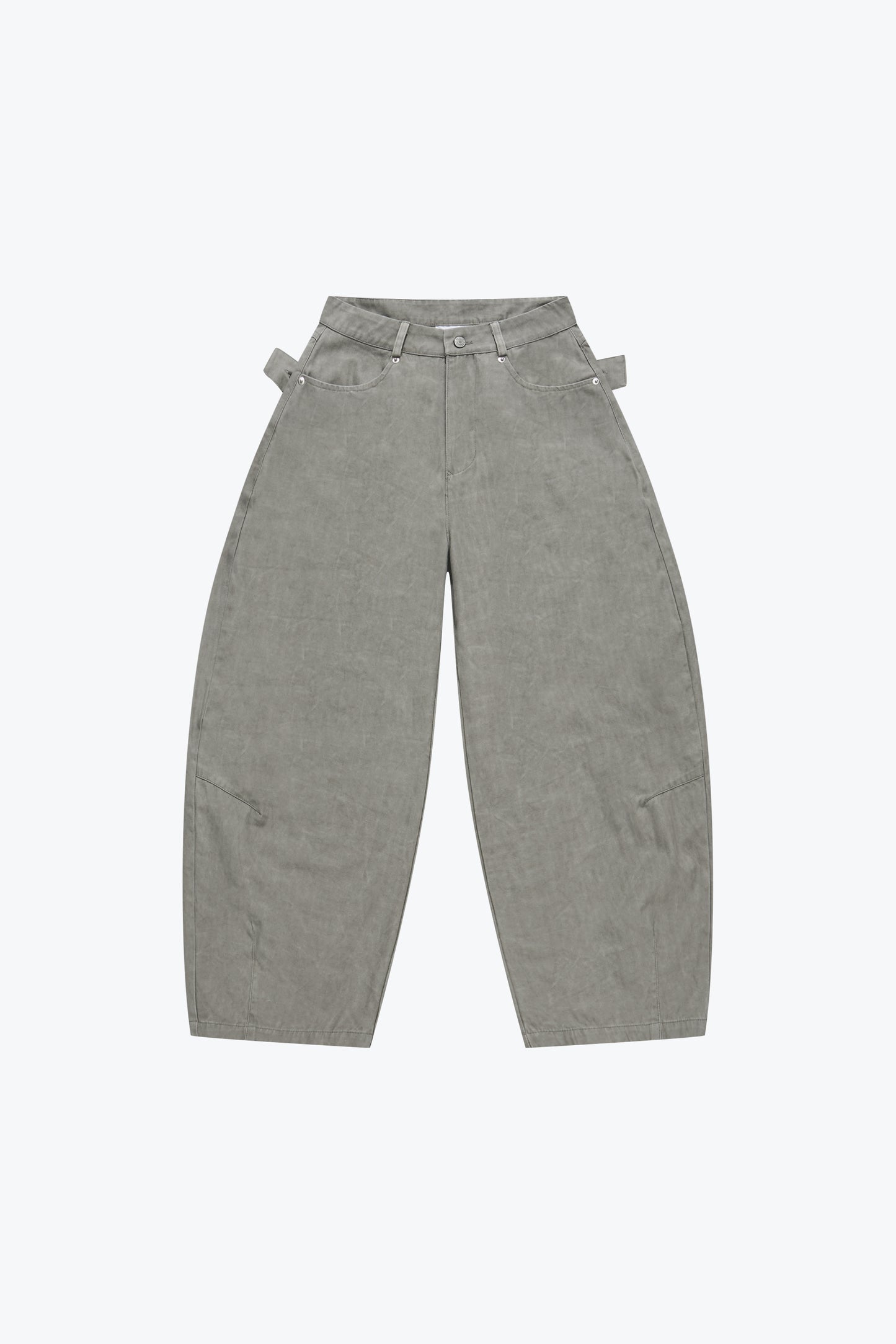 
                  
                    Embroidered Barrel Leg Pants Light Grey【L26-10LG】
                  
                