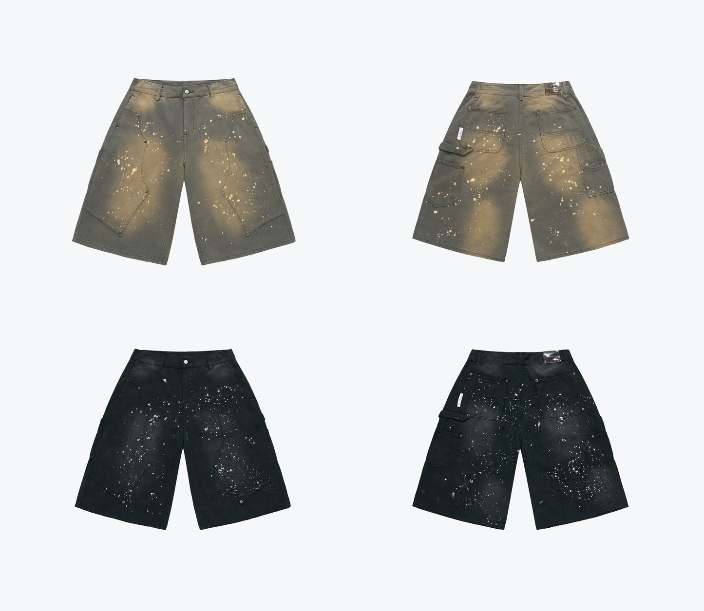 
                  
                    Washed Drip Double Knee Shorts Coal Black【M26-05BK】
                  
                