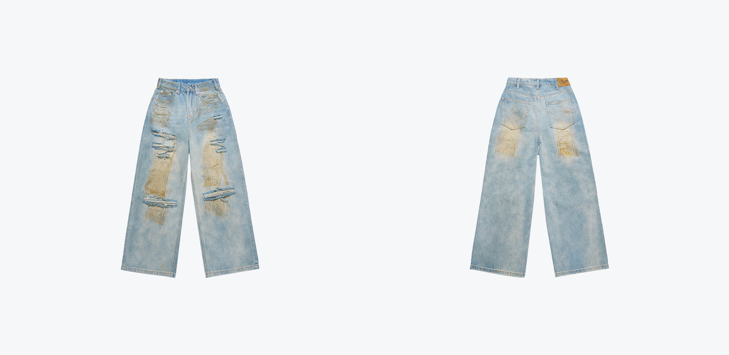 
                  
                    Vintage Dirty Washed Denim Pants Light Blue【L26-20LB】
                  
                