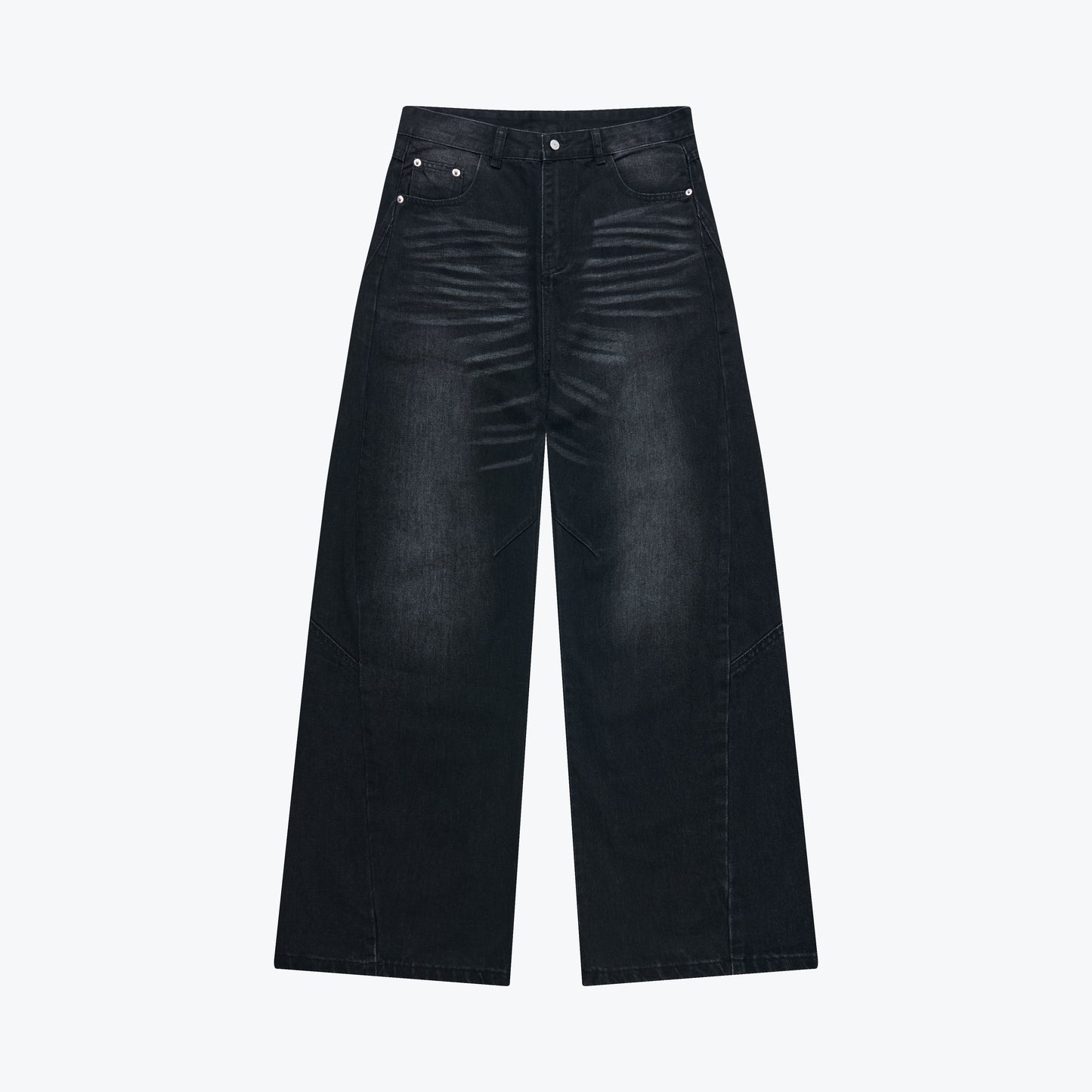 
                  
                    Curved Seam Faded Baggy Jeans Ash Black【M26-22AB】
                  
                