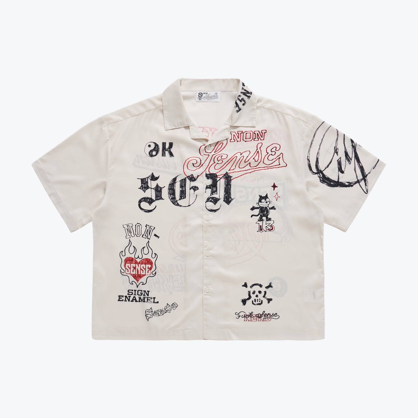
                  
                    Graffiti Sketch Camp Shirt Ivory【Nonsense-05IY】
                  
                