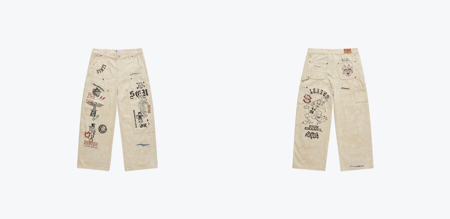 
                  
                    Graffiti Mud-Painter Pants Ivory【Nonsense-04IY】
                  
                