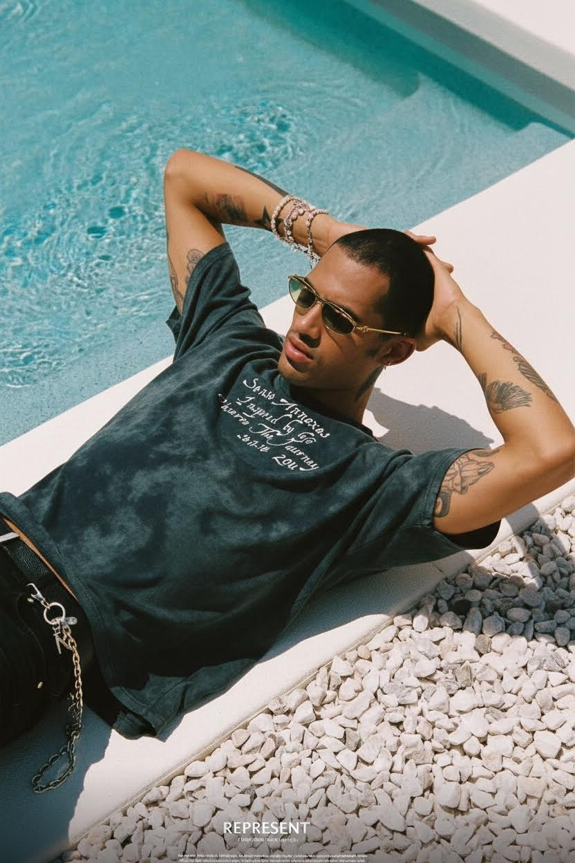 
                  
                    Script Print Tee Washed Charcoal【L26-T06WC】
                  
                