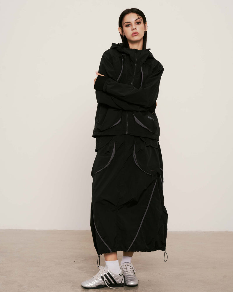 
                  
                    Paneled Lightweight Layer Skirt Black【L25-38BK】
                  
                
