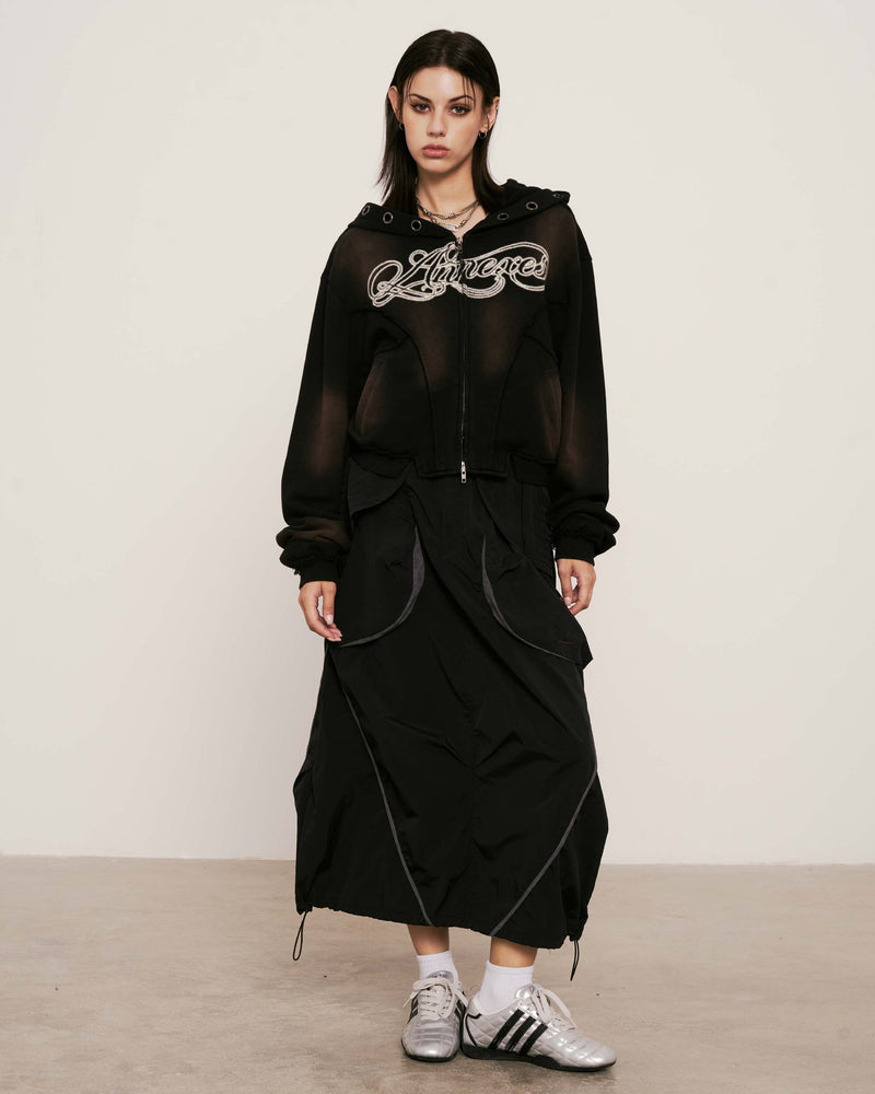 
                  
                    Paneled Lightweight Layer Skirt Black【L25-38BK】
                  
                