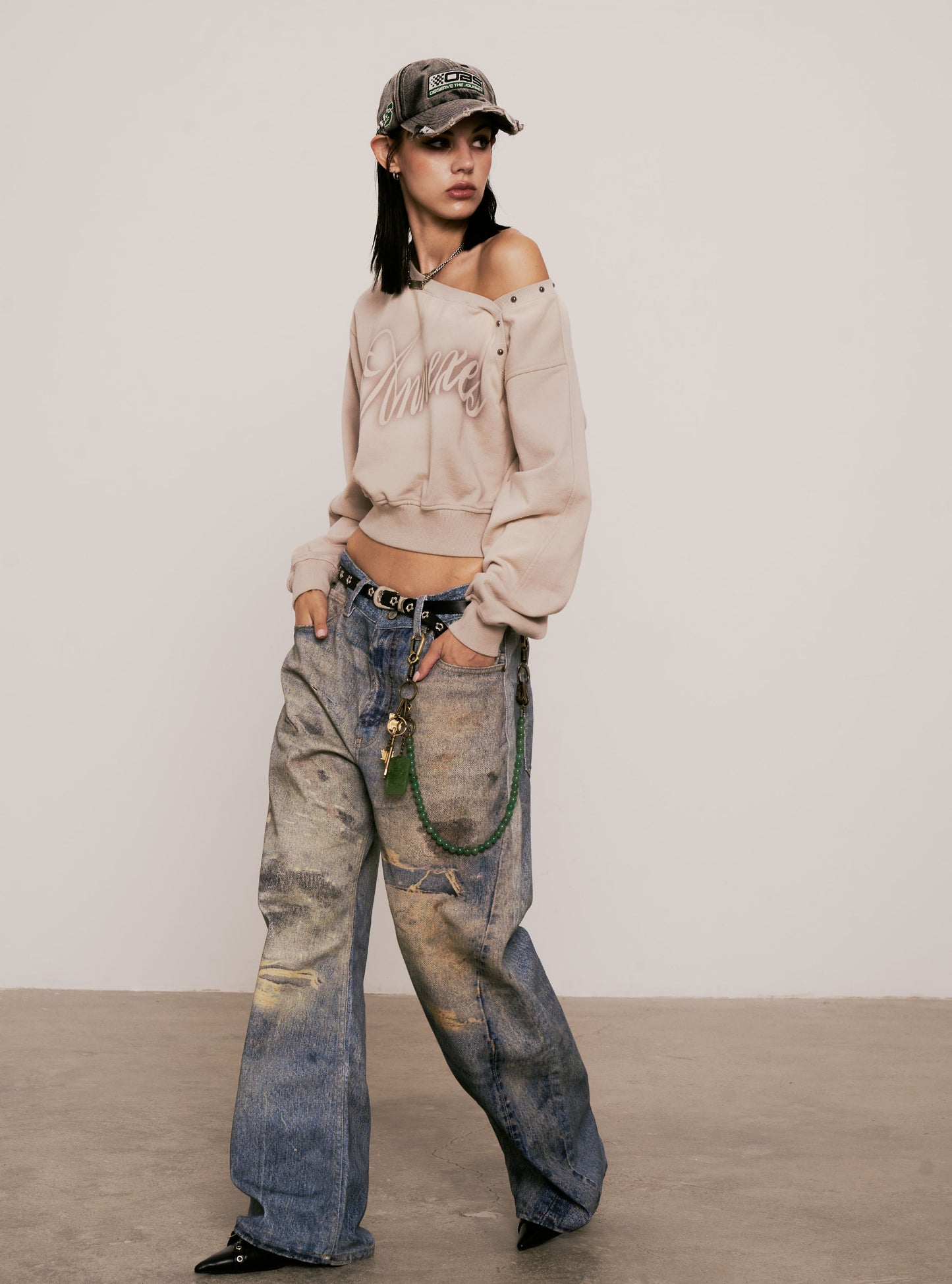 
                  
                    Loose Fit Fake Print Jeans Blue【M25-28BL】
                  
                