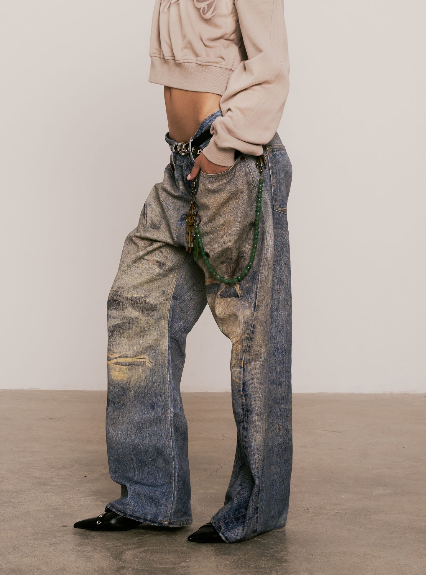 
                  
                    Loose Fit Fake Print Jeans Blue【M25-28BL】
                  
                