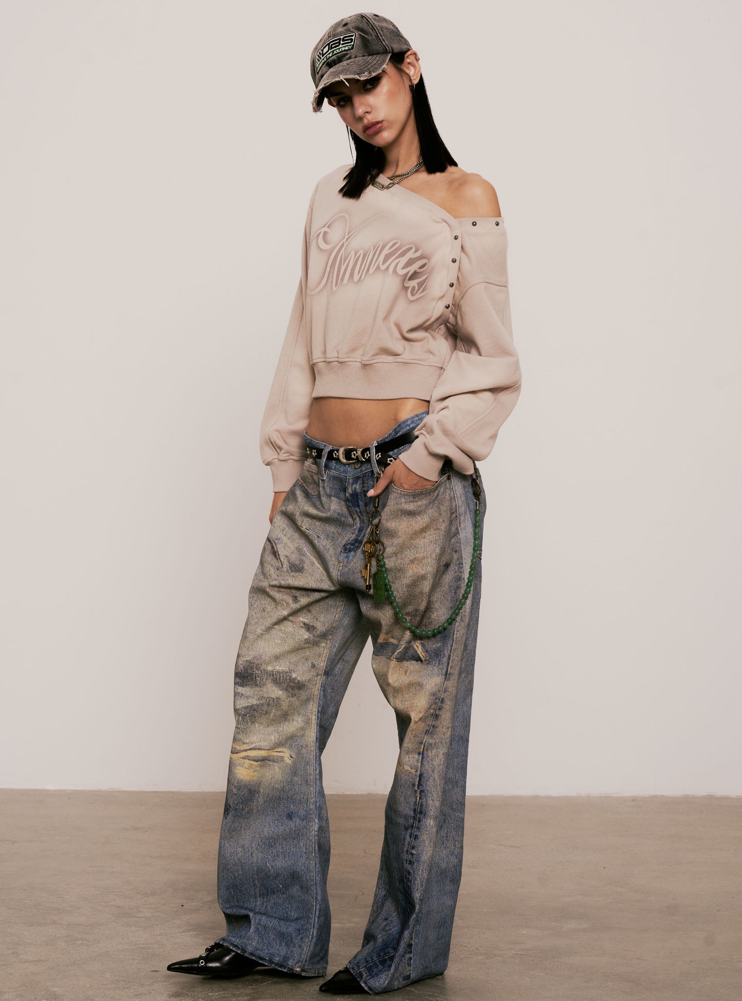 
                  
                    Loose Fit Fake Print Jeans Blue【M25-28BL】
                  
                