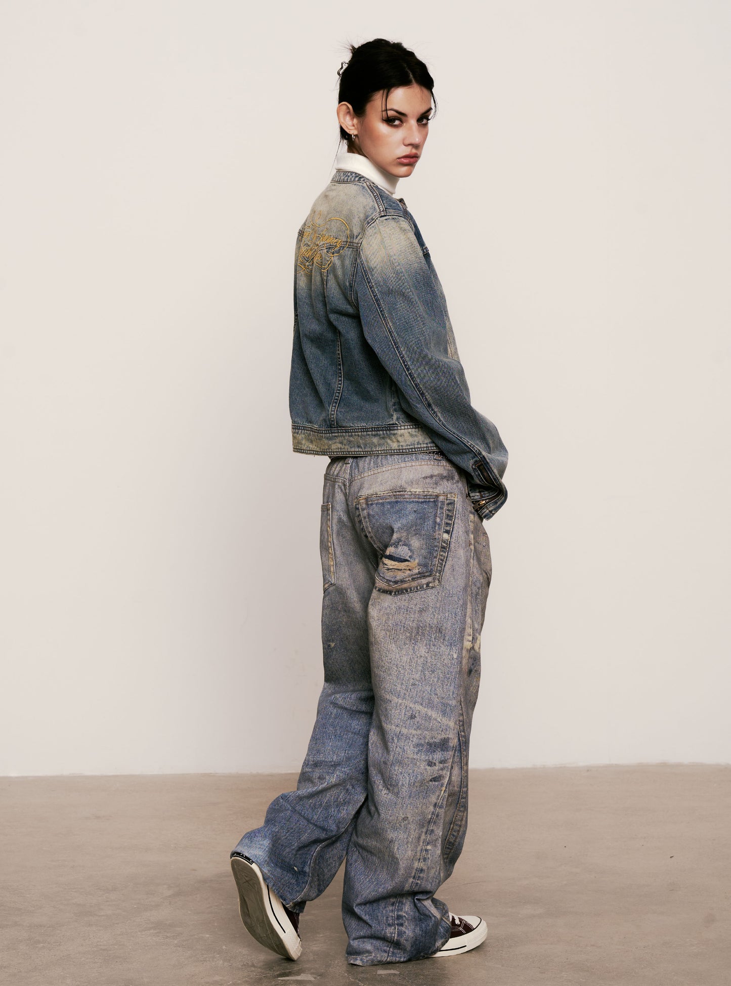 
                  
                    Loose Fit Fake Print Jeans Blue【M25-28BL】
                  
                