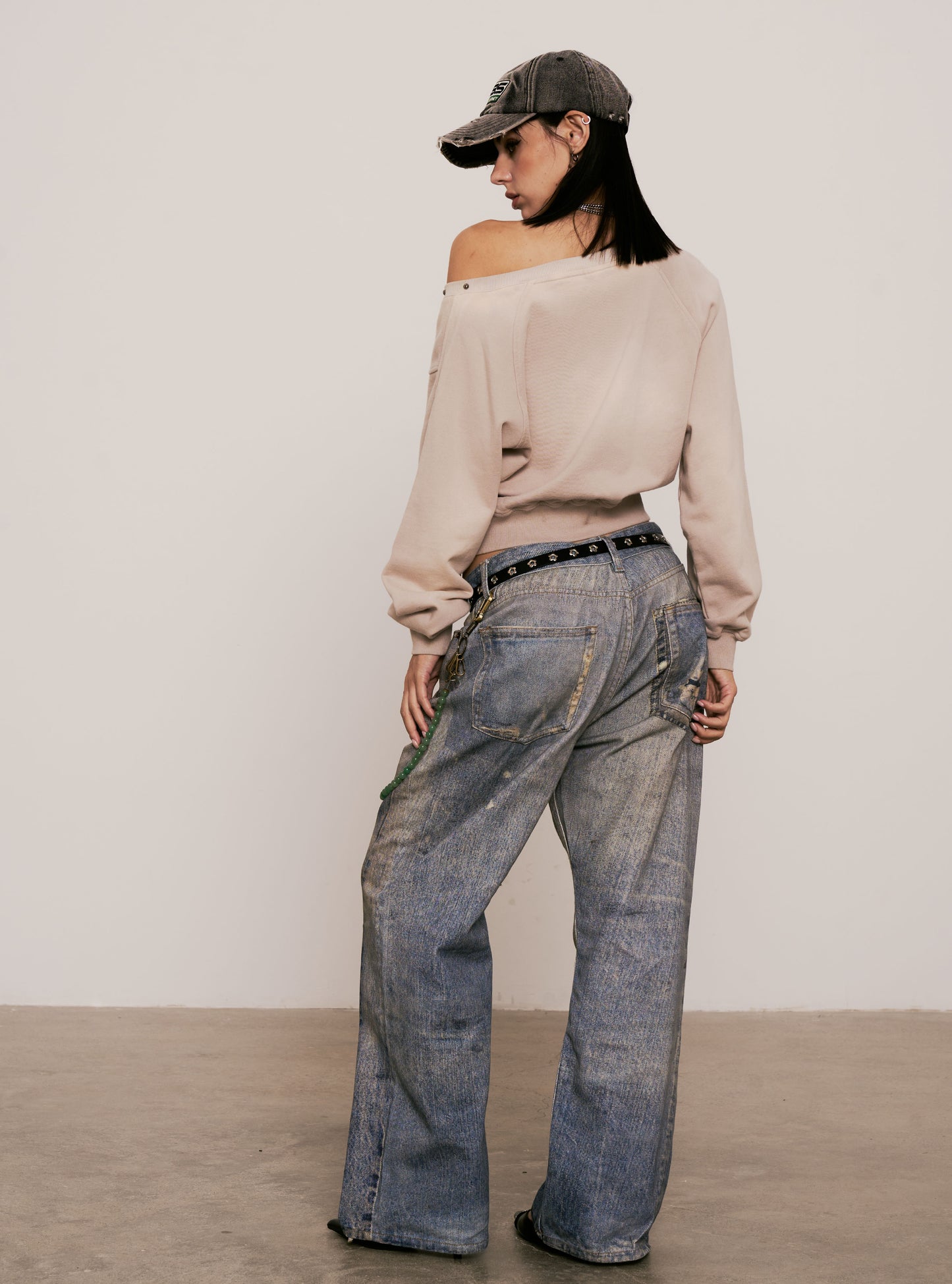 
                  
                    Loose Fit Fake Print Jeans Blue【M25-28BL】
                  
                