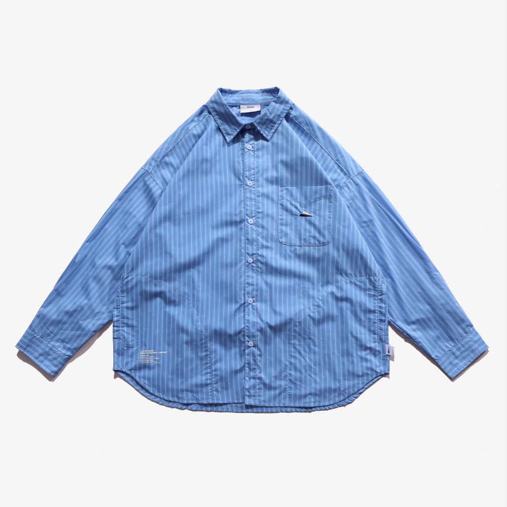 Stripe Pocket LS Shirts Blue 【M22-36BL】