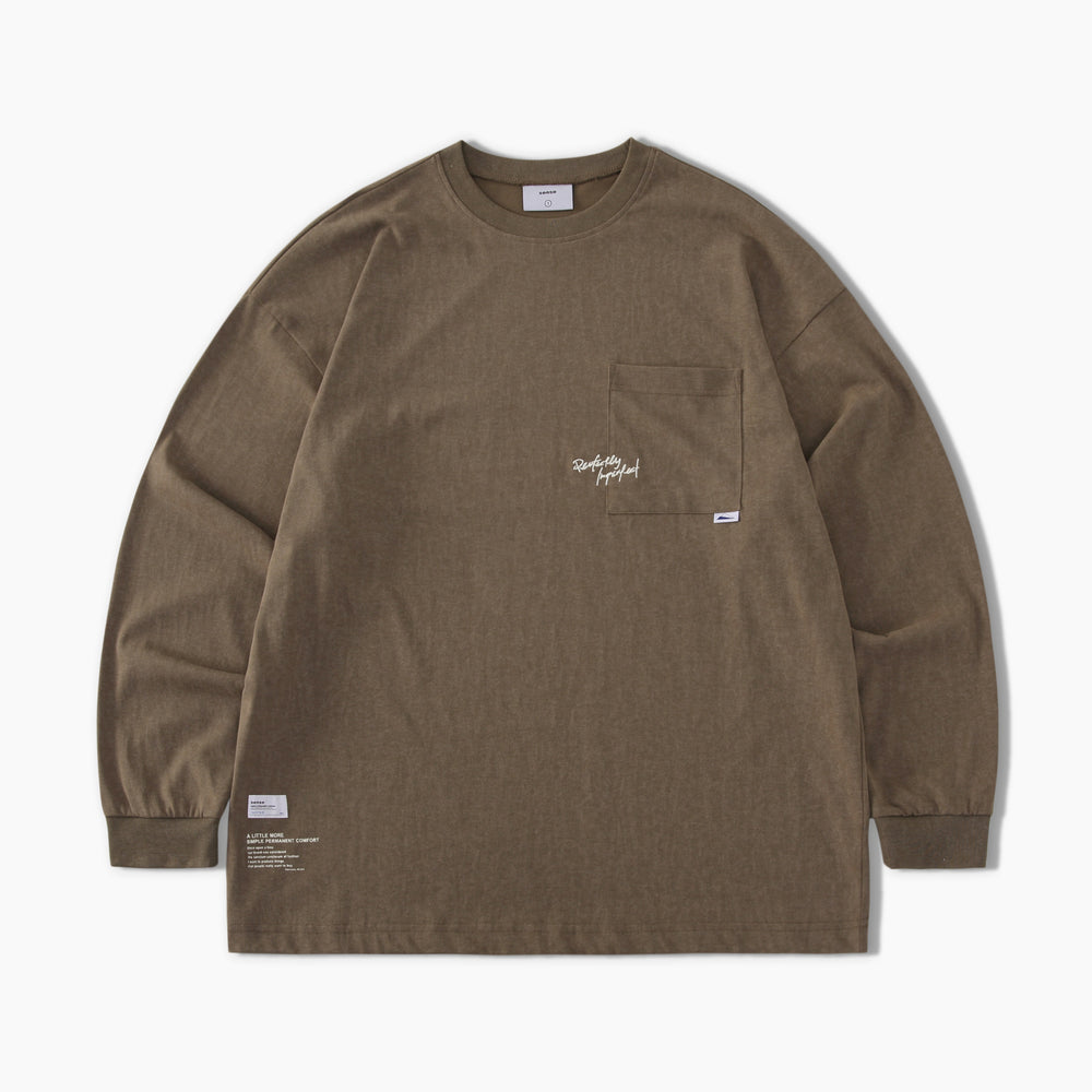 Dyed Washed Pocket LS Tee Brown【M22-T10br】