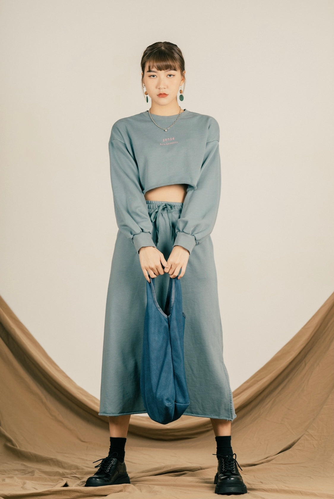 
                  
                    MS Printing Crop Sweater Blue【L21-38BL】
                  
                