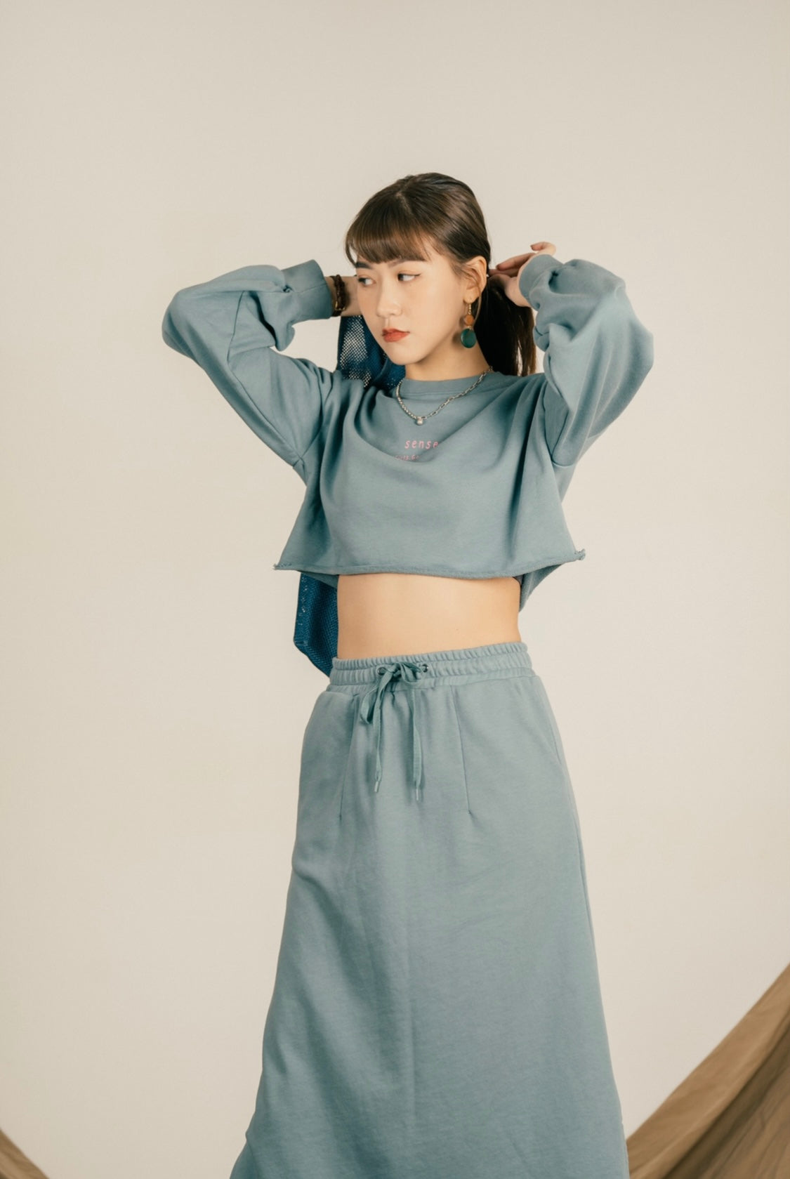 
                  
                    MS Printing Crop Sweater Blue【L21-38BL】
                  
                