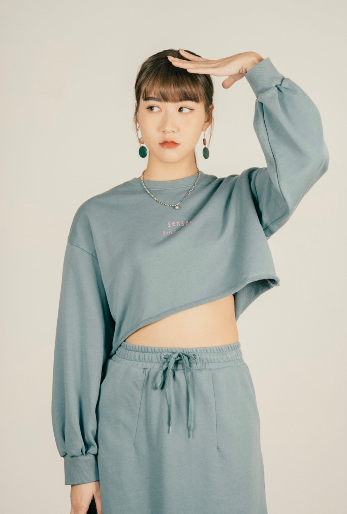 
                  
                    MS Printing Crop Sweater Blue【L21-38BL】
                  
                