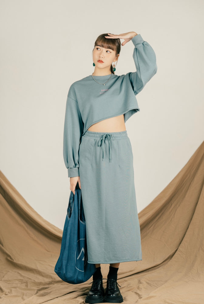 
                  
                    MS Printing Crop Sweater Blue【L21-38BL】
                  
                