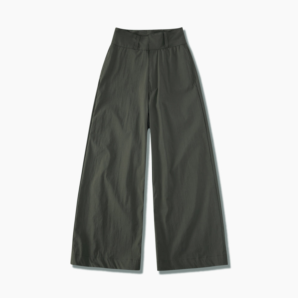 High Waist Wide Cut Pants Olive【L22-16ol】
